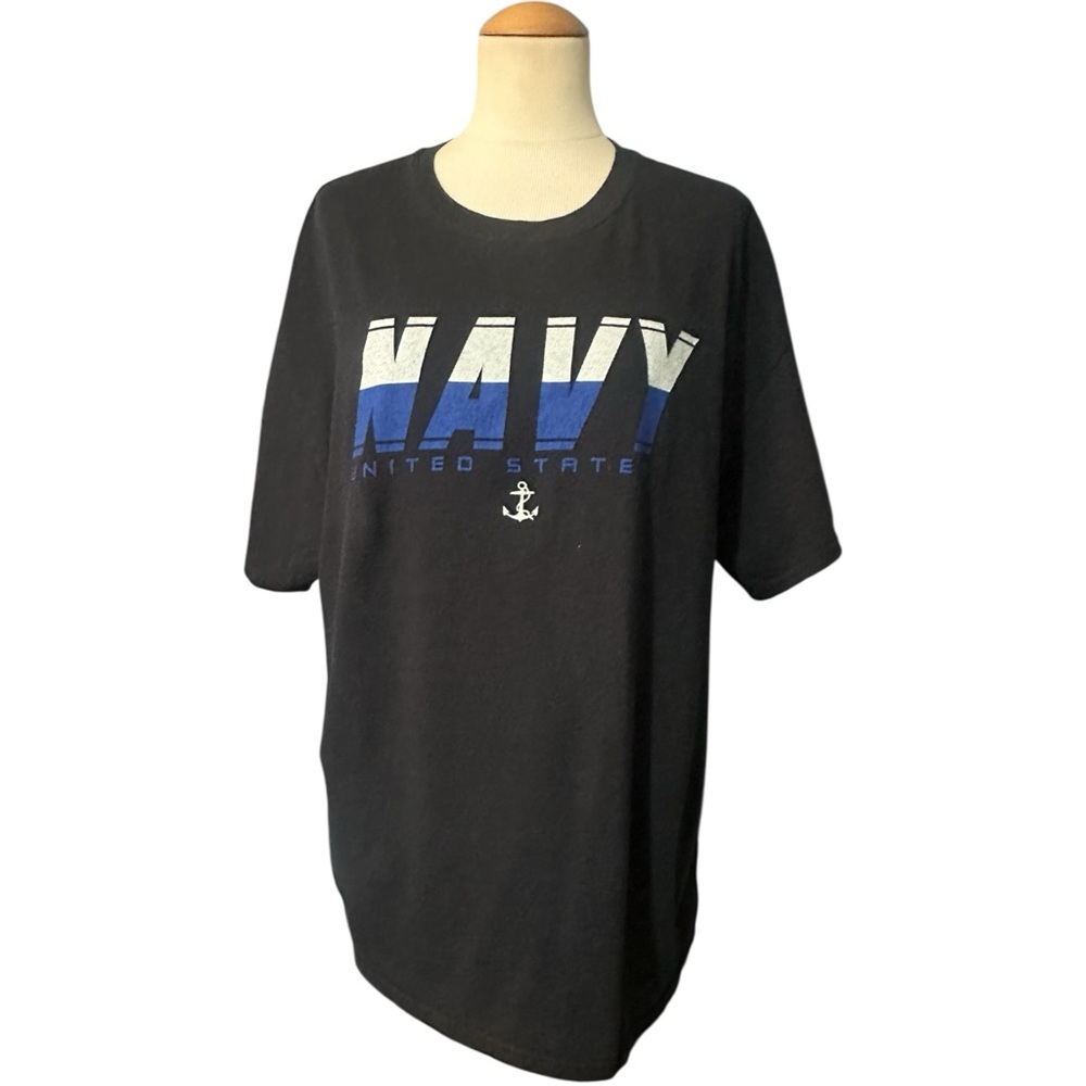 Gildan Navy Graphic Shirt Black Size XL Unisex